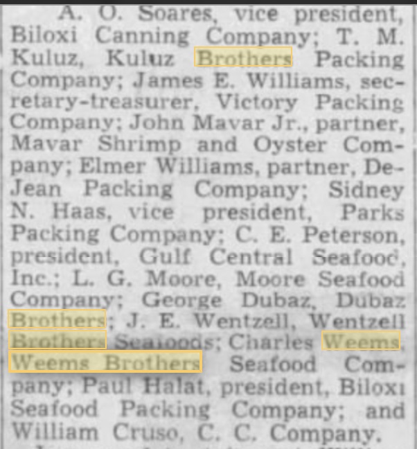 1947 Biloxi factory owners